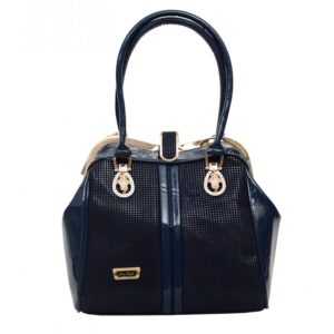 حقيبة يد نسائية من جلد منقط  لون كحلي صناعة تركية