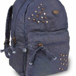 حقيبة ظهر جينز قطني ناعم لون كحلي غامق مرصع - صناعة تركية