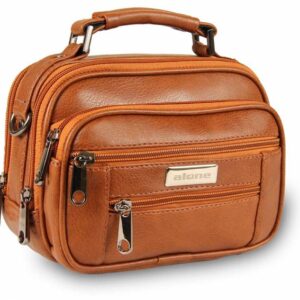 حقيبة يد رجالية عسلية جلدية - صناعة تركية