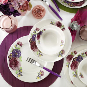 طقم صحون 24 قطعة – زخرفة نباتية – صناعة تركية