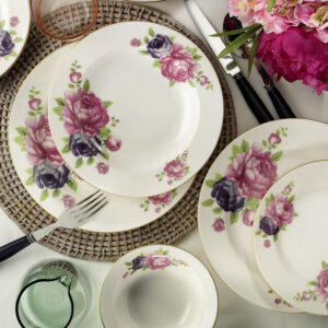 طقم صحون 24 قطعة – زخرفة نباتية – صناعة تركية