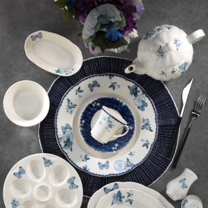 طقم صحون 36 قطعة – زخرفة نباتية – صناعة تركية