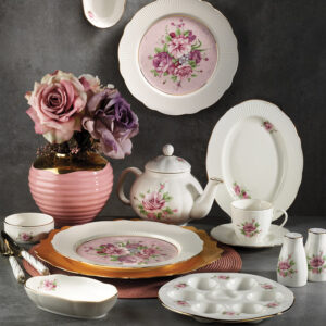 طقم صحون 36 قطعة – زخرفة نباتية – صناعة تركية