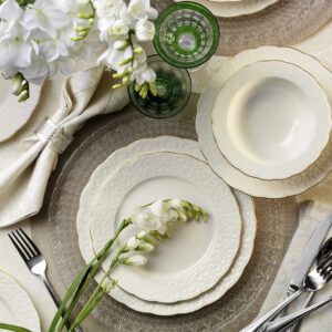 طقم صحون طعام 24 قطعة منقوش - صناعة تركية