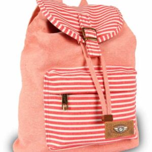 حقيبة ظهر  قطن لون زهري وابيض_ صناعة تركية