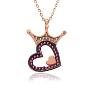 سنسال فضة على شكل قلب مع تاج - صناعة تركية