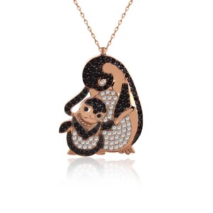 سنسال فضة مع بطريقين أم وطفل - صناعة تركية