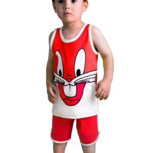 طقم ملابس نوم صيفية حمراء للأطفال - صناعة تركية