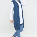 سترة نسائية زرقاء مزخرفة - صناعة تركية