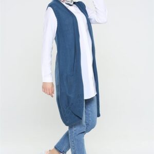 سترة نسائية زرقاء مزخرفة - صناعة تركية