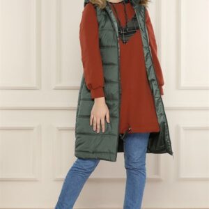 سترة نسائية زيتية نفخ طويلة – صناعة تركية