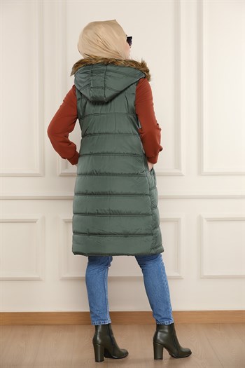 سترة نسائية زيتية نفخ طويلة – صناعة تركية