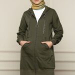 سترة نسائية صوفية خضراء (زيتية) - صناعة تركية