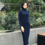 فستان نسائي أزرق داكن تصميم حديث و رائع - صناعة تركية