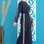 فستان نسائي أزرق داكن تصميم حديث و رائع - صناعة تركية