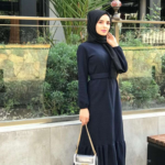 فستان نسائي أسود مع رباط تصميم رائع و جذاب - صناعة تركية