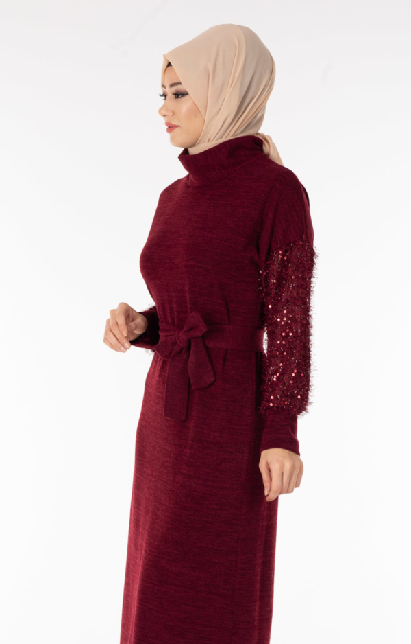 فستان نسائي بورجوندي تصميم حديث و رائع - صناعة تركية