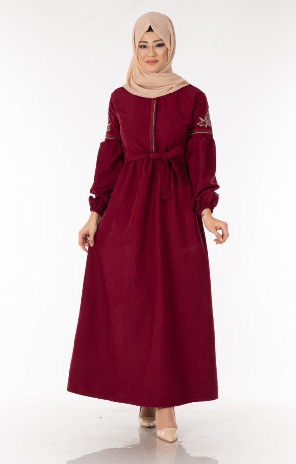 فستان نسائي خمري تصميم رائع و جذاب - صناعة تركية