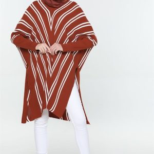 معطف نسائي برتقالي و أبيض – صناعة تركية