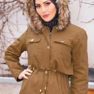 معطف نسائي بني (جملي) تصميم حديث و رائع – صناعة تركية