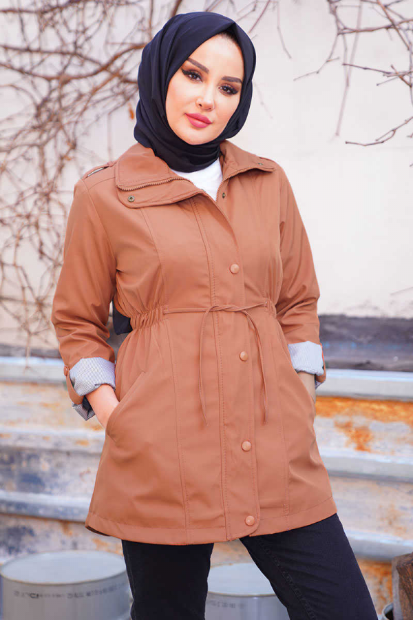 معطف نسائي خندق القرفة تصميم رائع و جذاب - صناعة تركية