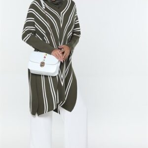 معطف نسائي زيتي و أبيض - صناعة تركية