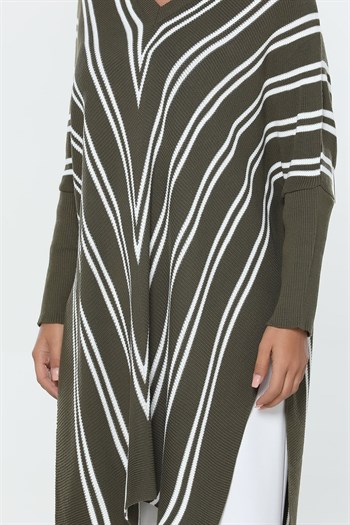 معطف نسائي زيتي و أبيض - صناعة تركية