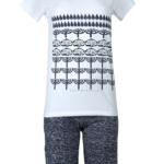 بيجامة نوم نسائية كحلية و بيضاء مطبوعة تصميم جذاب - صناعة تركية