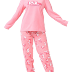 بيجامة نوم نسائية وردية مطبوعة تصميم رائع - صناعة تركية