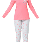 بيجامة نوم نسائية وردية مطبوعة تصميم رائع و جذاب - صناعة تركية