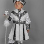 طقم ملابس للأولاد أبيض وفضي منقوش .. تصميم عثماني – صناعة تركية