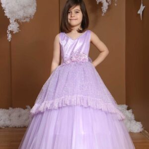 فستان بناتي عرايسي بنفسجي .. موديل وتصميم حديث صناعة تركية