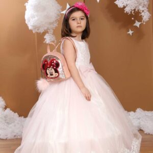 فستان بناتي عرايسي وردي فاتح .. موديل وتصميم حديث صناعة تركية