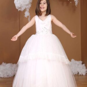 فستان بناتي عرايسي وردي فاتح .. موديل وتصميم حديث صناعة تركية