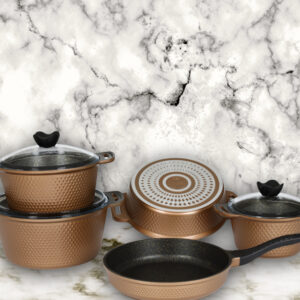 طقم طناجر طبخ بني 9 قطع تصميم حديث وراقي - صناعة تركية