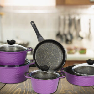 Purple cookware set 9 pieces - Turkish industry