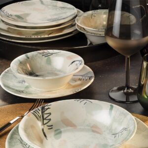 طقم صحون سفرة بورسلان مزخرف تصميم حديث وراقي 24 قطعة - صناعة تركية