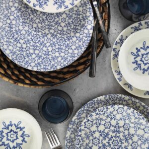 طقم صحون سفرة بورسلان مزخرف تصميم حديث وراقي 24 قطعة – صناعة تركية