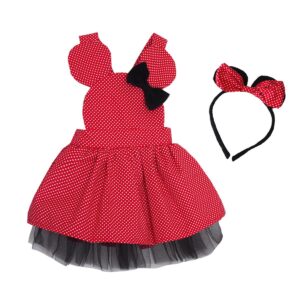 Girl Dress Polka Dot - Tütü Dress Crown Suit Red 1-4 Age