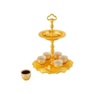 Gold Style Stand Turkish Arabic Coffee Set 6 cups