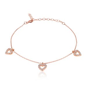 سوار فضة مع قلوب - صناعة تركية