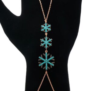 سوار كف فضة مع ندفات الثلج - صناعة تركية