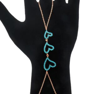 سوار كف فضة مع قلوب - صناعة تركية