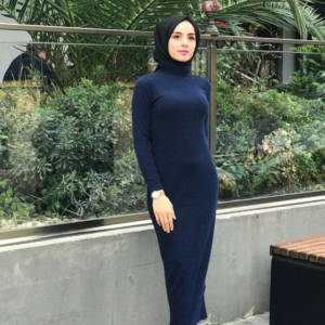 فستان نسائي أزرق داكن تصميم حديث و رائع - صناعة تركية