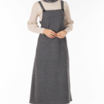 فستان نسائي رمادي تصميم جذاب - صناعة تركية