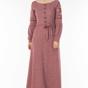 فستان نسائي منقوش مع أزرار تصميم جذاب - صناعة تركية