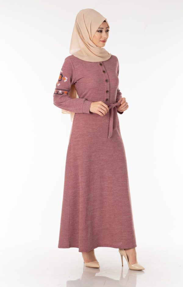 فستان نسائي منقوش مع أزرار تصميم جذاب - صناعة تركية