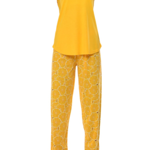 بيجامة نوم نسائية صفراء مطبوعة تصميم رائع و جذاب - صناعة تركية