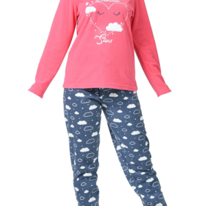 بيجامة نوم نسائية وردية مطبوعة تصميم جذاب - صناعة تركية