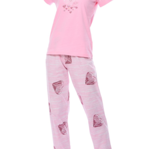 بيجامة نوم نسائية وردية مطبوعة تصميم رائع و جذاب – صناعة تركية